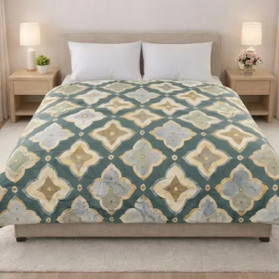 Waterproof Elegant Geometric Premium Bedsheet (7/8 Feet)