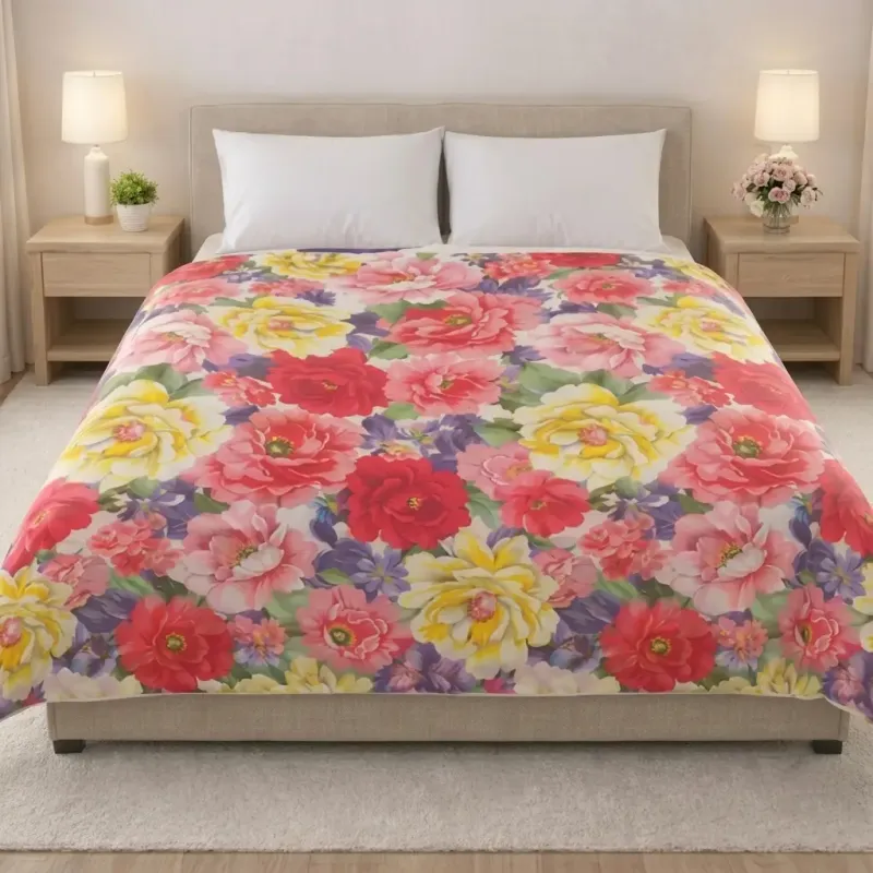 Waterproof Floral Garden Premium Bedsheet (7/8 Feet)